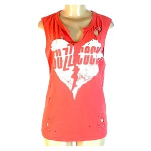 Trunk Ltd Coral Red Distressed Heart Graphic Tank Top